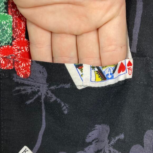 NWOT WAVE SHOPPE Shirt XL Poker-Chips Card Money Black Red Button-Up Short-Sleev - Picture 9 of 13
